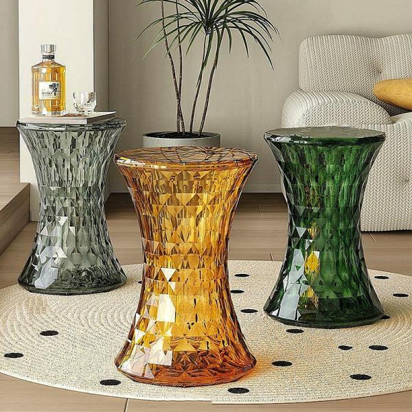 クリスタルダイヤモンド調のスツール 椅子 サイドテーブルにも 7色