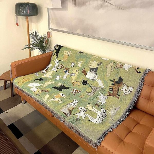 ブランケット 多用途 犬 楽園 大判 おしゃれ 北欧 100cm x 80cm 160cm x 13...