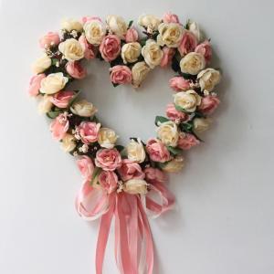 リース ハート型 バラ 35cm おしゃれ かわいい インテリア 造花 薔薇 ローズ バレンタインデー バレンタイン 壁掛け 装飾 イベント パーティ デコレーション