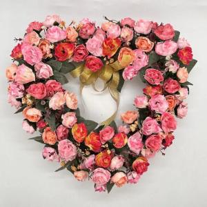 リース ハート型 バラ ゴールド カラー リボ...の詳細画像2