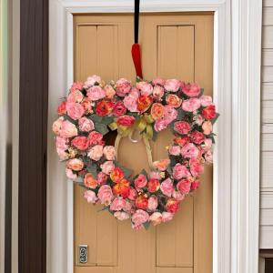 リース ハート型 バラ ゴールド カラー リボ...の詳細画像4