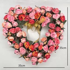 リース ハート型 バラ ゴールド カラー リボ...の詳細画像5