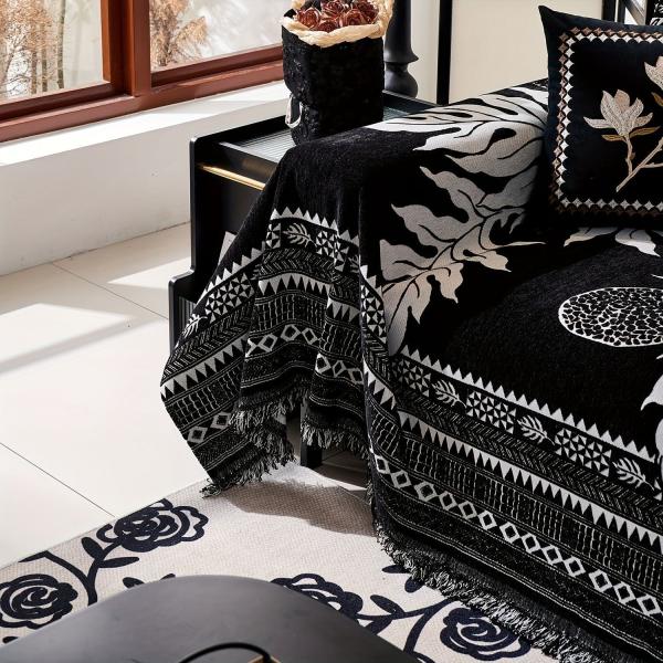 ジャカードソファカバー 180cm180cm 一人掛け アメリカンスタイル  おしゃれ 多機能 ブラ...