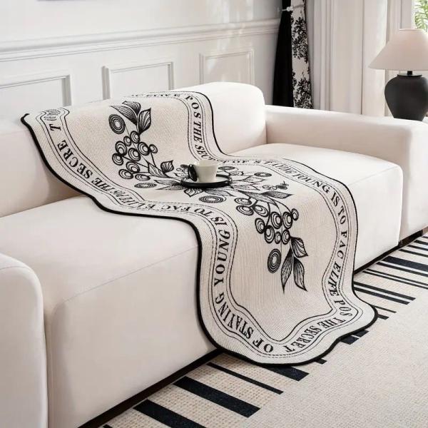 ソファカバー マルチカバー ボーホーシック 厚手ジャカード ショートプラッシュ 4人掛け ラグ 4カ...