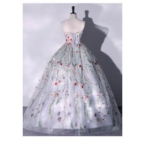 パーティドレス イブニングドレス グレー 花柄...の詳細画像3