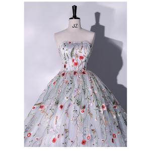 パーティドレス イブニングドレス グレー 花柄...の詳細画像5