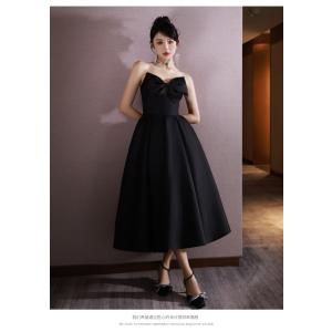 ナイトドレス パーティドレス 黒 リボン ブラッ...の商品画像