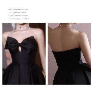 ナイトドレス パーティドレス 黒 リボン ブラ...の詳細画像5