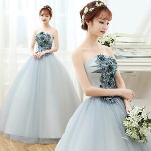 ナイトドレス パーティドレス グレー 花 フラ...の詳細画像3