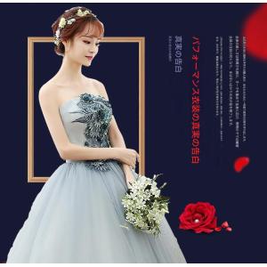 ナイトドレス パーティドレス グレー 花 フラ...の詳細画像5