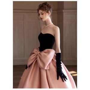 パーティドレス ピンク ブラック 黒 ナイトド...の詳細画像3