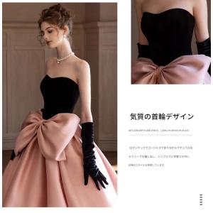 パーティドレス ピンク ブラック 黒 ナイトド...の詳細画像5