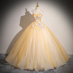 パーティドレス ナイトドレス イエロー 黄 蝶...の詳細画像1