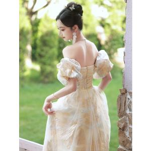 ナイトドレス パーティドレス シャンパン 袖な...の詳細画像5