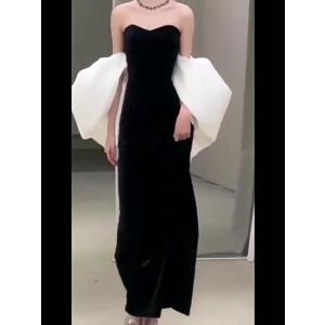 パーティードレス ナイトドレス ブラック シン...の詳細画像2