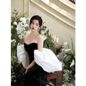 パーティードレス ナイトドレス ブラック シン...の詳細画像5