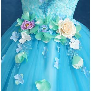 イブニングドレス パーティードレス ブルー 水...の詳細画像3