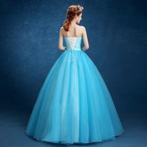 イブニングドレス パーティードレス ブルー 水...の詳細画像4