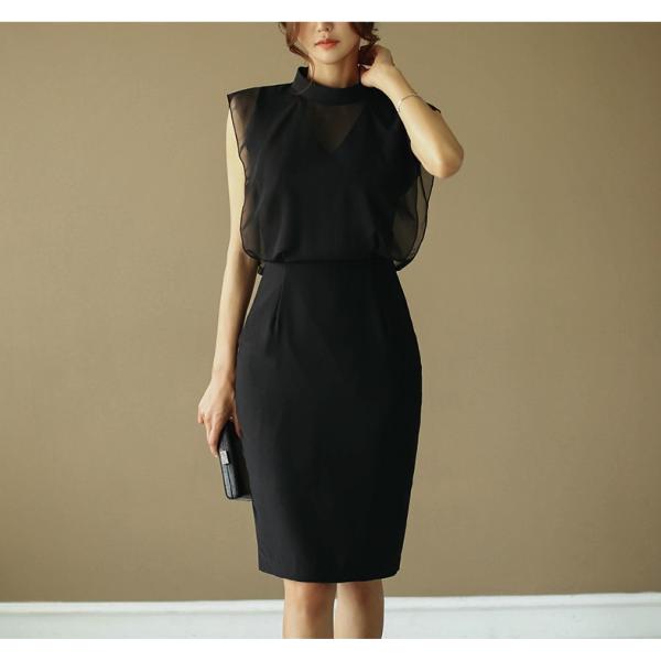 ドレス ナイトドレス キャバドレス ブラック ノースリーブ タイト パーティー ワンピース 大きいサ...