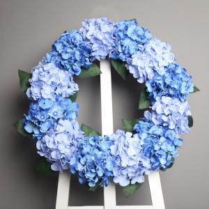 フラワーリース リース フラワー ブルー 青 水色 アジサイ 紫陽花 あじさい 花 インテリア フェイクフラワー 壁掛け ウェディング 前撮り 花嫁 造花 結婚式