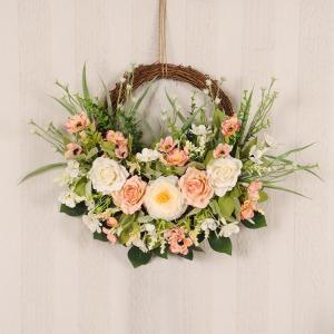 リース フラワー 花 インテリア ピンク ホワイト 白 壁掛け ウェディング 前撮り 花嫁 造花 結婚式 前撮り お洒落 二次会 披露宴 海外挙式