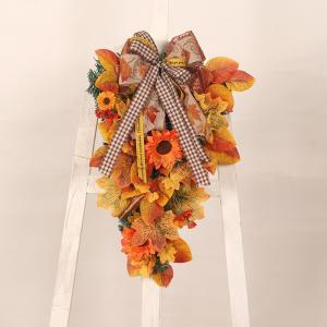 リース フラワー 花 インテリア オレンジ 向日葵 ひまわり ウェディング ガーデン挙式 吊り下げ 花 フラワー 壁掛け ウェディング 前撮り 花嫁 造花 結婚式