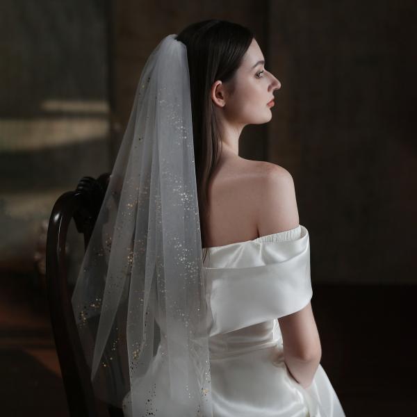 ベール ホワイト 白 ラメ ウェディングベール 結婚式 花嫁 二次会 メッシュ フェミニン プリンセ...