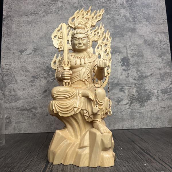 不動明王 神様 神さま 神 仏像 置物 オブジェ 木製 彫刻 インテリア リビング オフィス 魔除け...