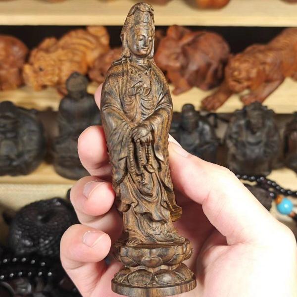 観音菩薩 神 神様 仏 仏像 木製 木彫 オブジェ 幸運 長寿 縁起物 魔除け 厄除 開運 幸運 財...