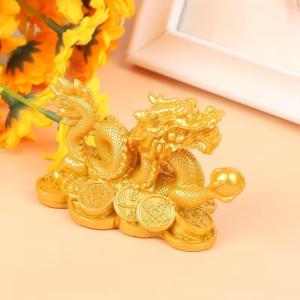 金龍 置物 ゴールド 金 風水 財運 龍 竜 神龍 如意宝珠 元宝 古銭 金運アップ 商売繁盛 開運インテリア 玄関 リビング デスク 卓上 お守り 縁起物 仕事運 事業運