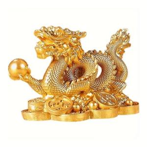 金龍 置物 ゴールド 金 風水 財運 龍 竜 ...の詳細画像3