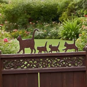 ガーデンオーナメント 猫 シルエット 錬鉄製 ねこ キャット 子猫 親子 かわいい 鉄 ガーデンオブジェ 壁 ガーデニング 雑貨 ガーデン雑貨 ガーデンインテリア