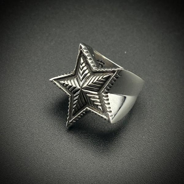 シルバー925 スター リング 星 五芒星 19号 21号 23号 メンズ レディース兼用 重厚感 ...