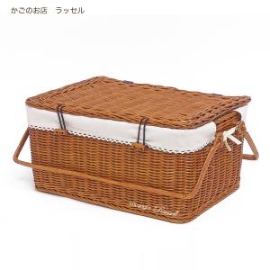 籐ピクニックバスケット かご バスケット 布付き かわいい