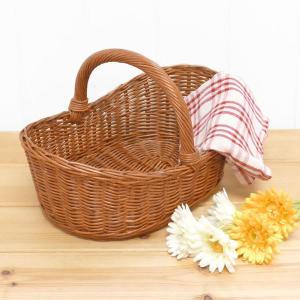籐 かご バスケット ハンドルが倒せる ラタン 収納かご 買い物かご