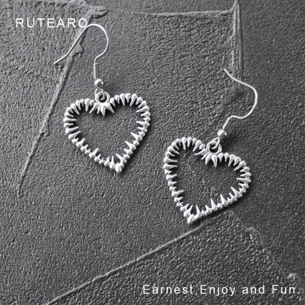 ピアス ハート メンズ レディース 大きい シルバー ぎざぎざ 個性的 ユニーク 面白い 普段使い