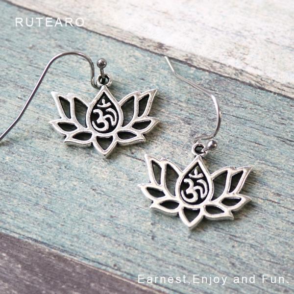 蓮 ピアス オーム インド オーン メンズ レディース 聖音 厄除け インド 魔除け 幸運 OM ブ...