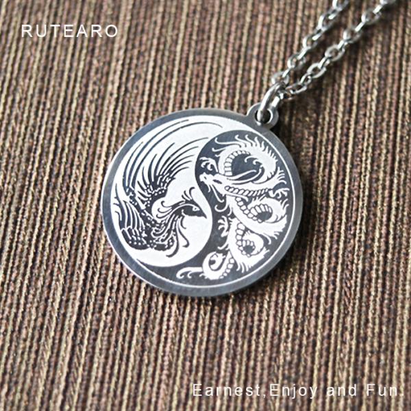 龍 ネックレス 鳳凰 メンズ レディース 陰陽 太陰太極図 ドラゴン プレゼント プチギフト  アク...