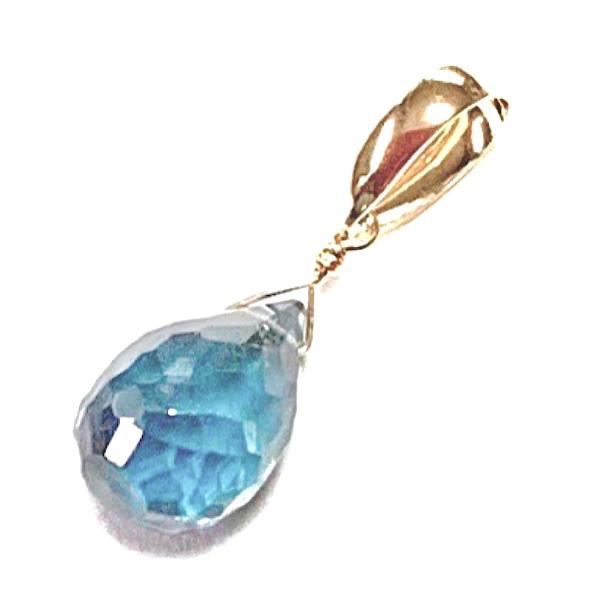 【Rvaru】K18トップ ロンドンブルートパーズ ドロップ ブリオレットカット ペンダントトップ ...