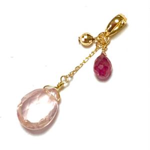 Rvaru】 K18 マラカイト ペンダント トップ ドロップ (M) 14mm