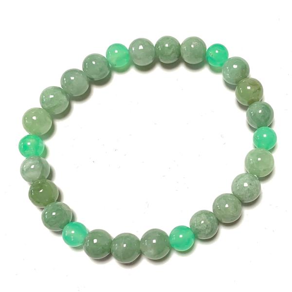 【Rvaru】ブレス ミャンマー産 本翡翠 クリソプレーズ ブレスレット ゴム仕上げ 硬玉 ジェダイ...