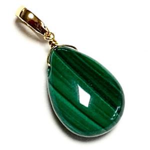 1点物】天然高発色◇天眼模様 マラカイト(孔雀石) 45x32mm ドロップ