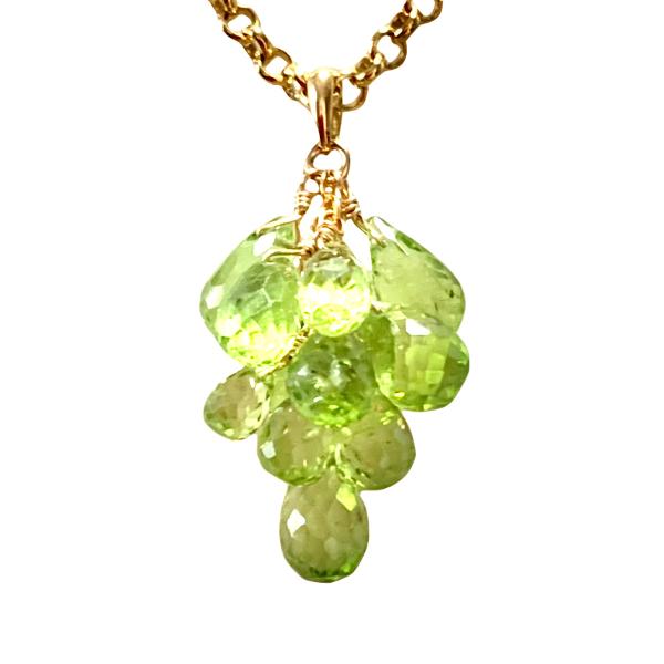 【Rvaru】K18 ペリドット ペンダント トップ 特価品 フラワーバンチタイプ ネックレス チャ...