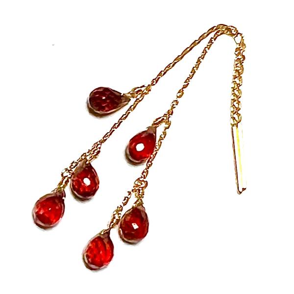 【Rvaru】K18 ガーネット ピアス イヤリング モザンビーク ガーネット リリーベルタイプ ロ...