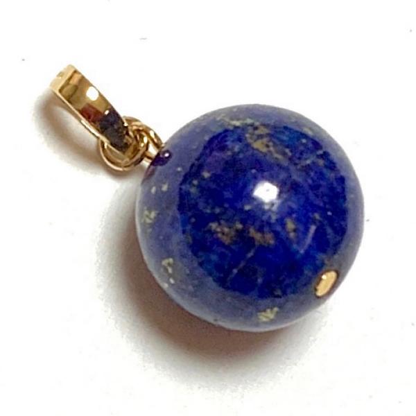 【Rvaru】 K18 ラピスラズリ ペンダント トップ ※特価品 アフガニスタン産 12mm ネッ...