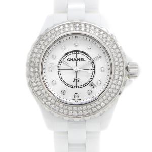 電池交換済 CHANEL シャネル J12 33mm ダイヤベゼル H1628 ダイヤモンド 12Pダイヤ アフターダイヤ レディース クォーツ