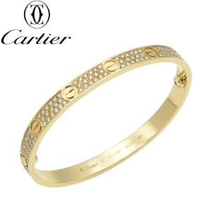 仕上げ済み Cartier カルティエ 750YG 新型ラブブレス アフターフルダイヤ #17 バングル ブレスレット イエローゴールド｜rwkgr23243