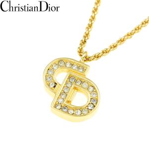 Christian Dior クリスチャンディオール CDロゴ ラインストーン ネックレス ゴールド【A02420】｜rwkgr23243