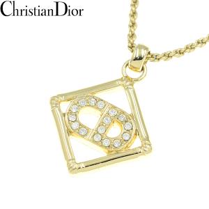 Christian Dior クリスチャンディオール CDロゴ ラインストーン ネックレス ゴールド【A02450】｜rwkgr23243
