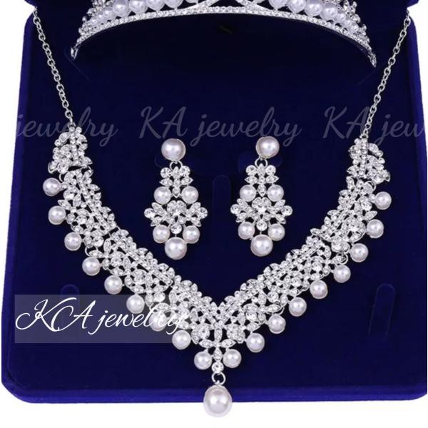 ピアス イヤリング ネックレス 2点セット パール 結婚式 ウェディング ブライダル アクセサリー ...